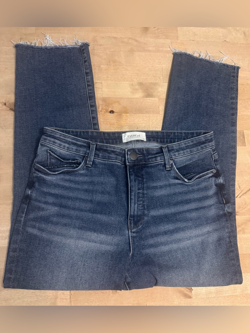Evereve the Ever Straight cropped High-Rise Straight Leg Jeans raw hem - Picture 3 of 11